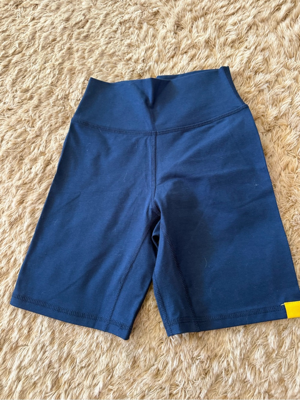 High-Rise Navy Bike Shorts with Wide Waistband